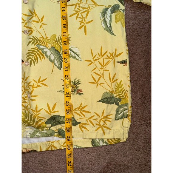 Tommy Bahama Short Sleeve Shirt Mens M Yellow Silk Tropical Bamboo Silk - Picture 6 of 7